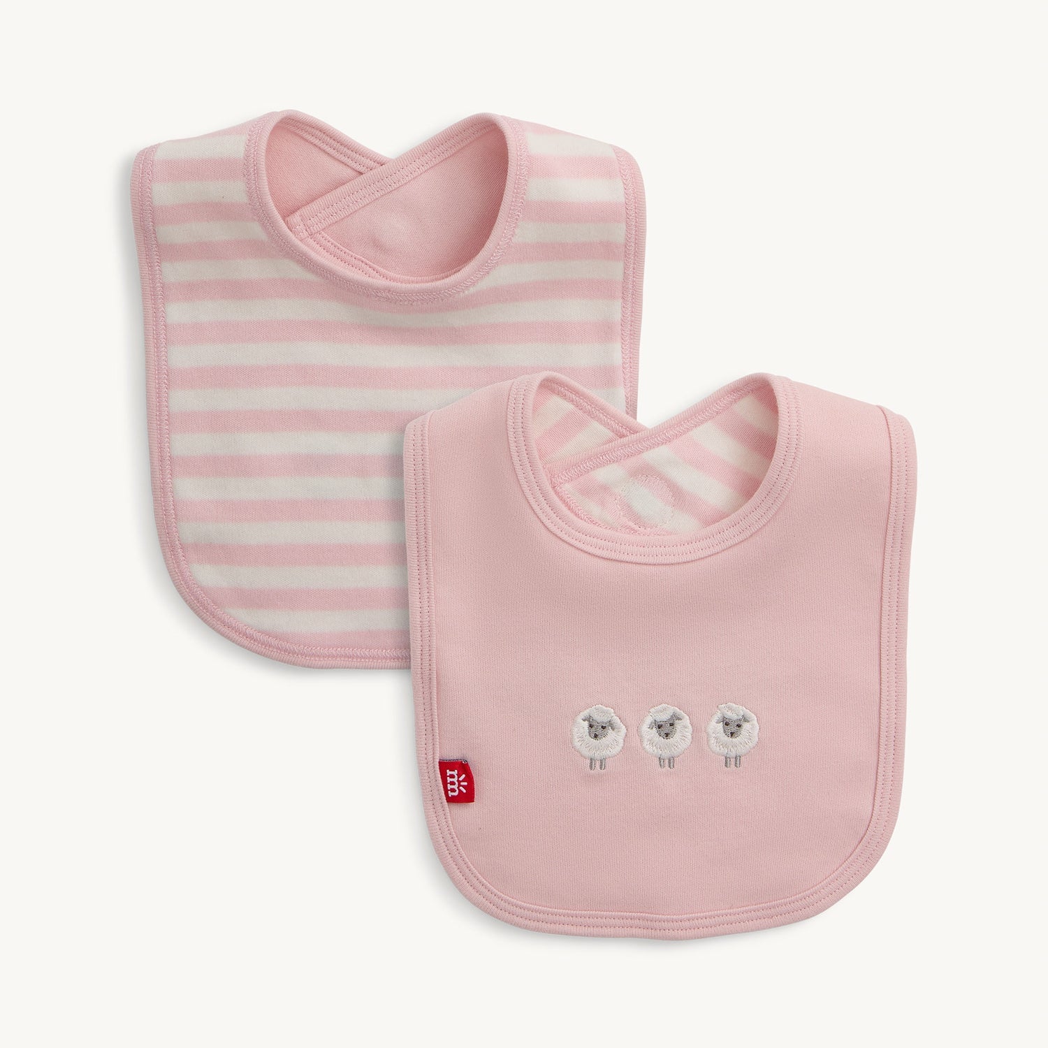 Magnetic Me | Pink Stripe Reversible Cotton Bib
