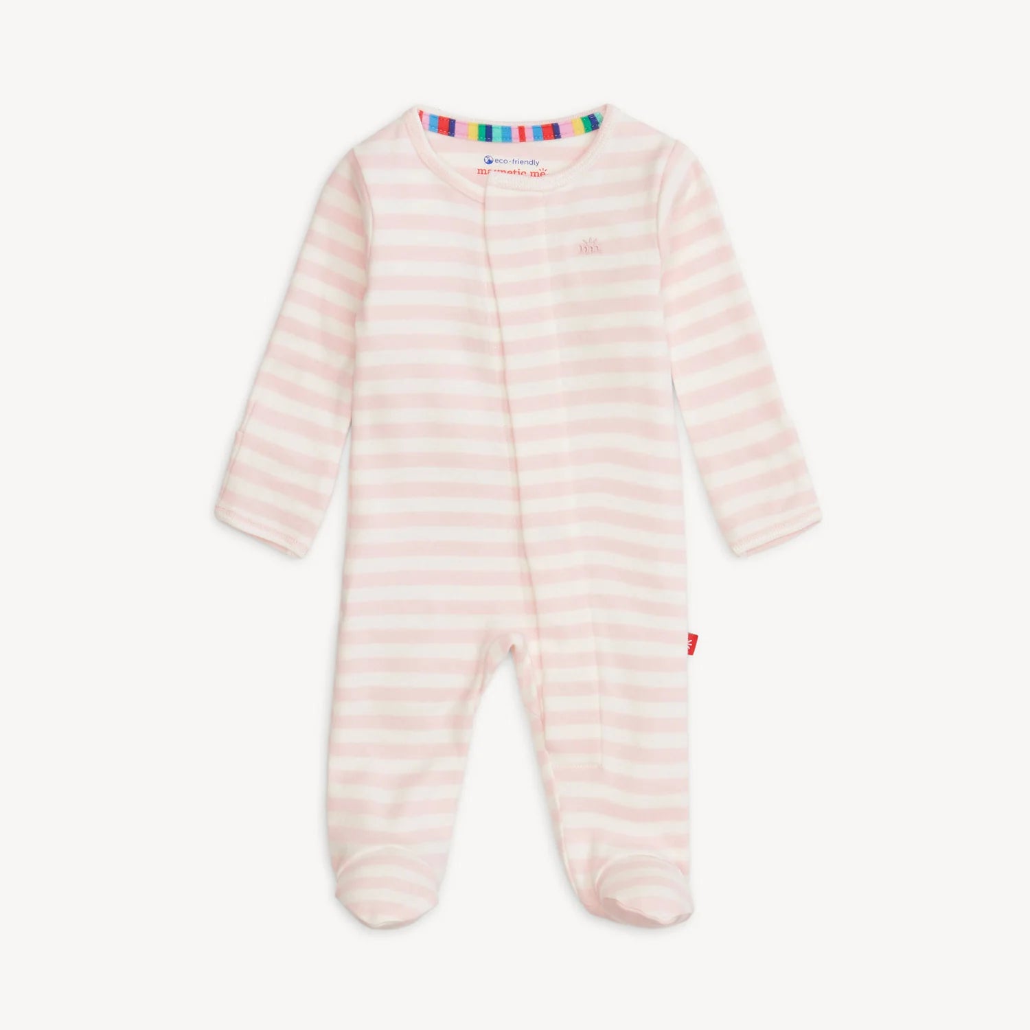 Magnetic Me | Pink Stripe Cotton Footie