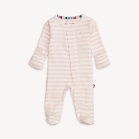 Magnetic Me | Pink Stripe Cotton Footie