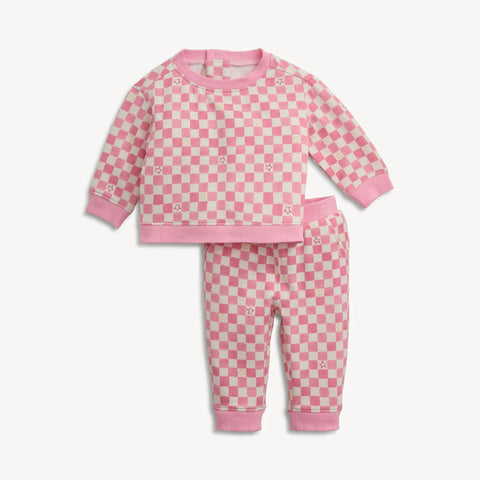 Magnetic Me | Pink Checkerboard Fleece Sweatsuit