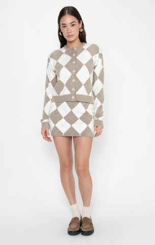 Show Me Your Mumu | Cher Mini Skort Neutral Argyle Knit
