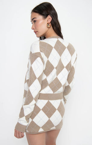 Show Me Your Mumu | Cher Mini Skort Neutral Argyle Knit