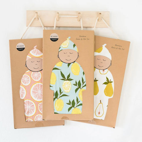 Milkbarn | Butterfly Bamboo Newborn Gown & Hat Set
