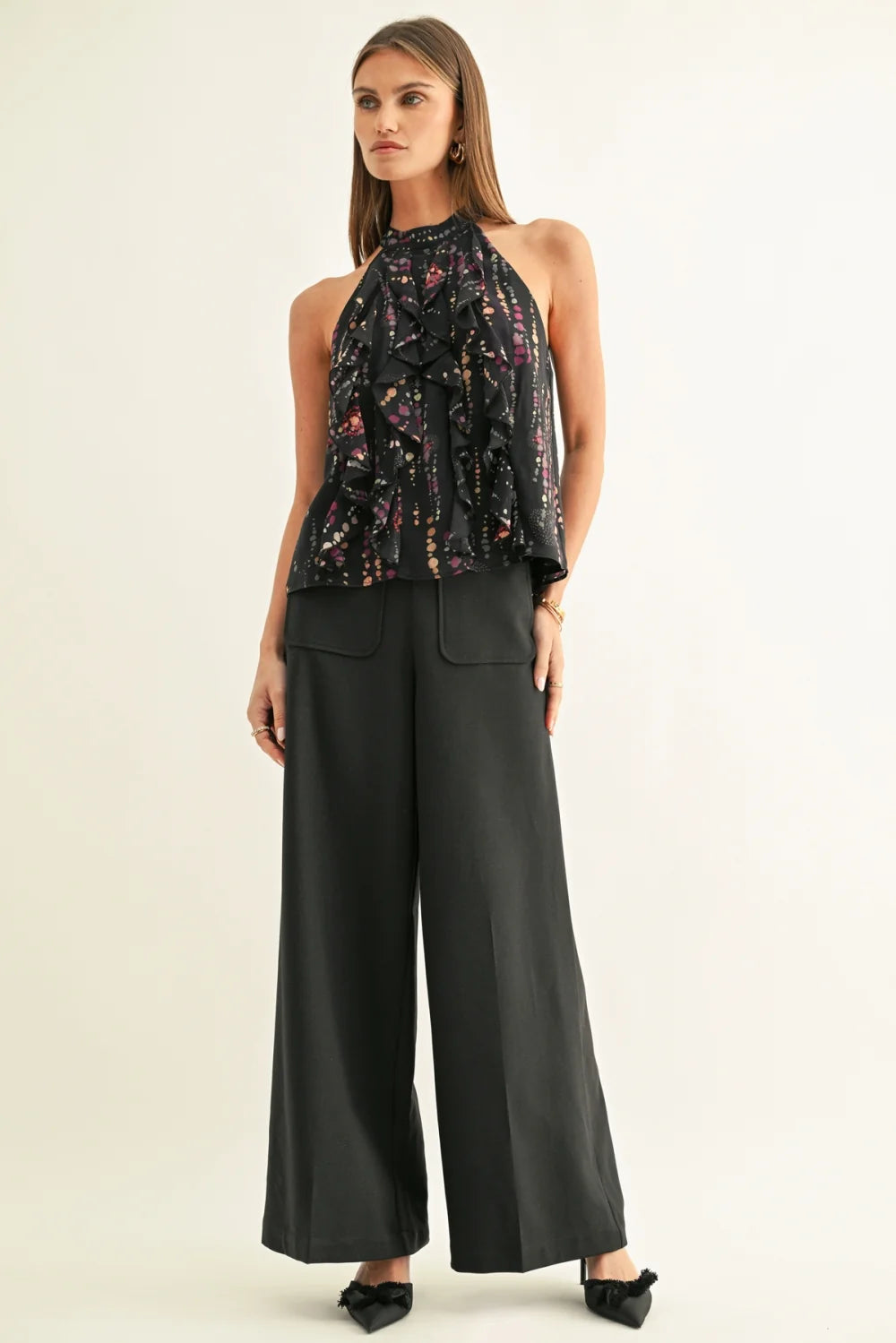 AR | Natalia Embellished Pants in Black Glitter
