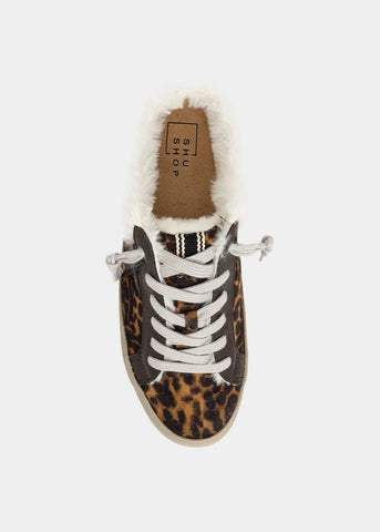Shushop | Pinah Leopard Print Fur Lined Sneakers