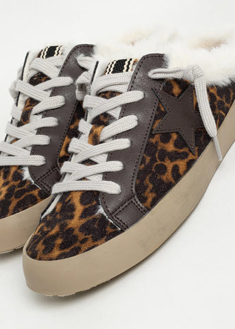 Shushop | Pinah Leopard Print Fur Lined Sneakers