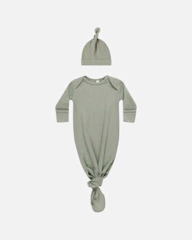 Quincy Mae | Knotted Baby Gown + Hat Set