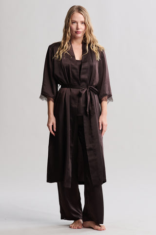 BAREFOOT DREAMS | LIQUID SATIN LACE KIMONO ROBE