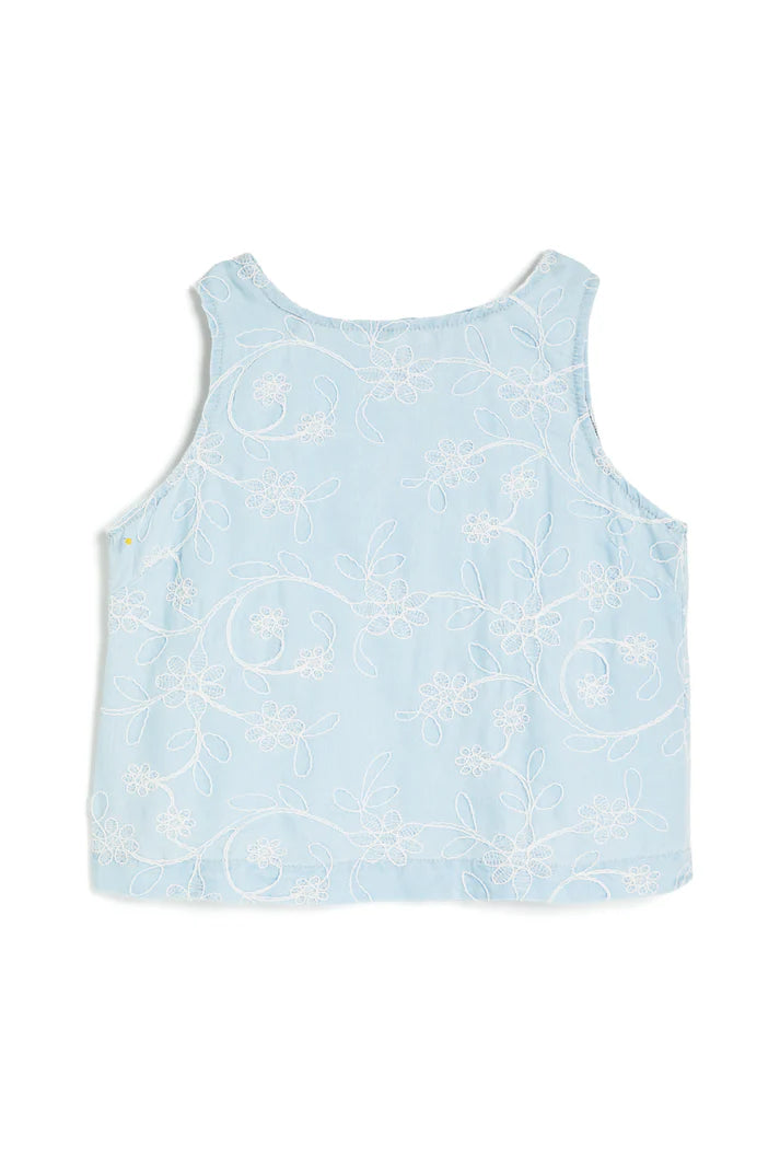 TRACTR | Embossed Floral A-Line Sleeveless Top