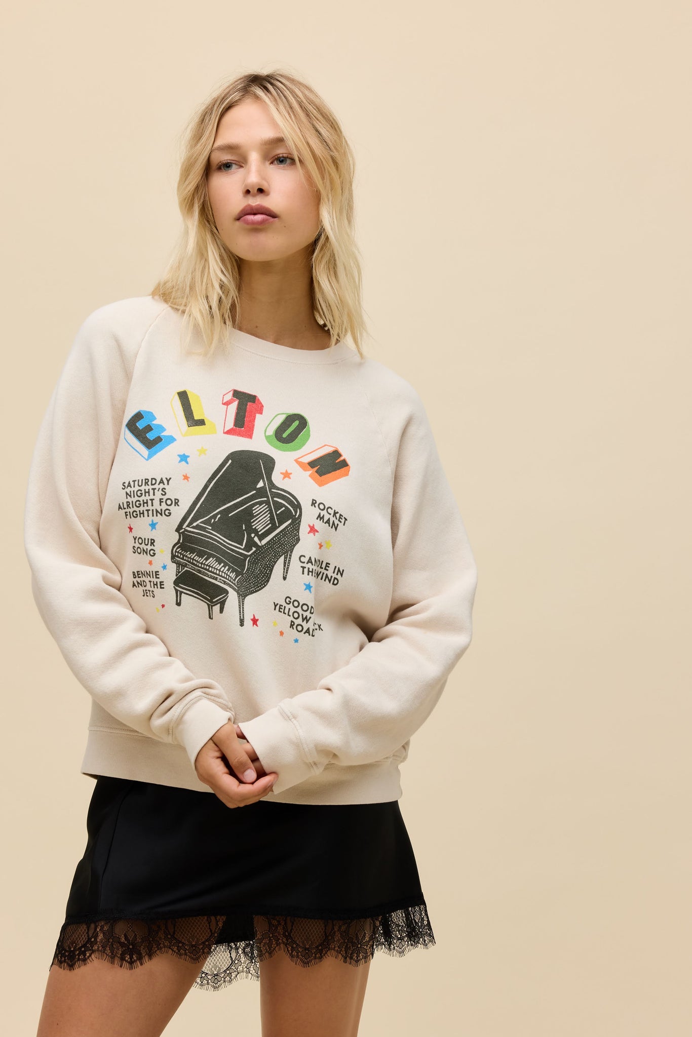 Daydreamer | Elton John Rainbow Piano Vintage Raglan Sweatshirt