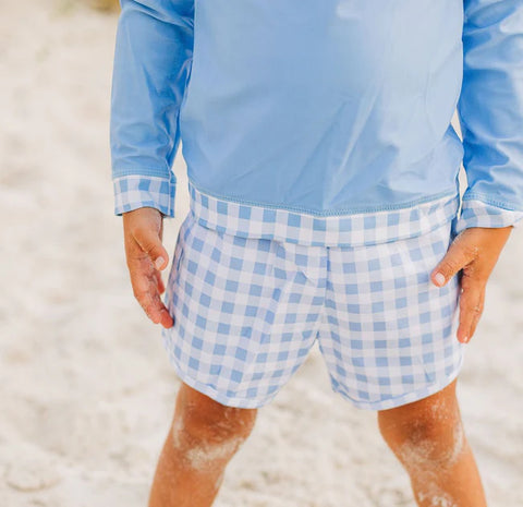 Blue Gingham Boy Swim Set