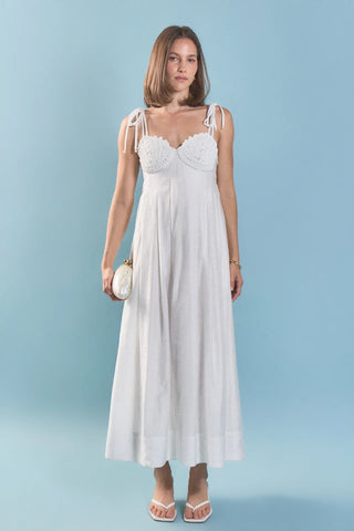 EF | Pearl Seashell Maxi Dress in White