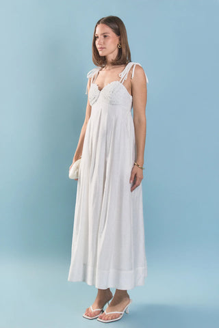 EF | Pearl Seashell Maxi Dress in White