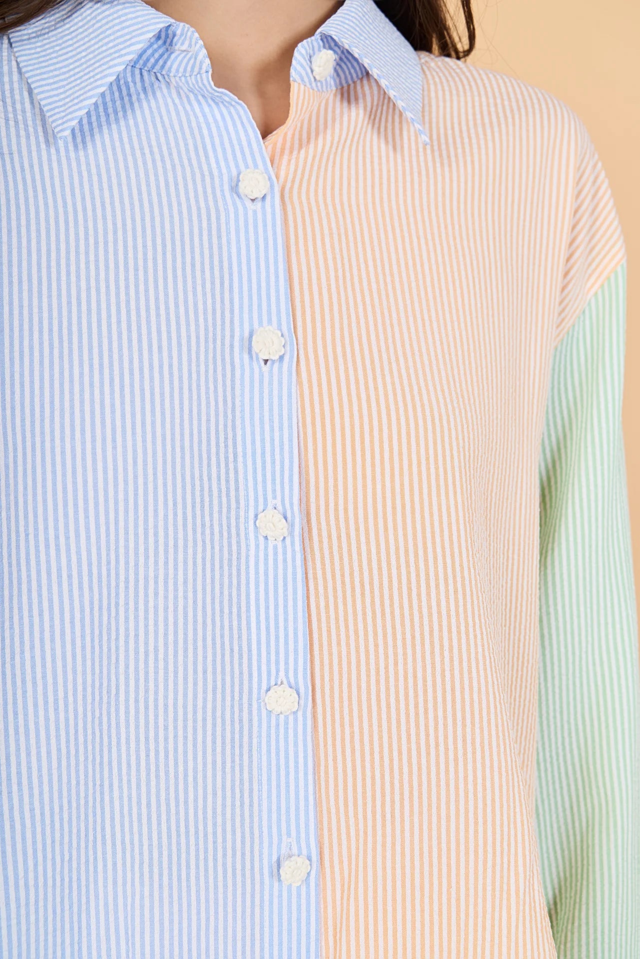 EF | Colorblock Seersucker Button Down Shirt in Multi