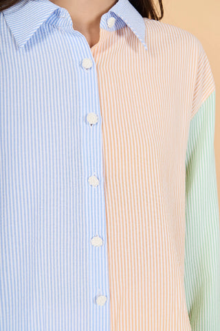 EF | Colorblock Seersucker Button Down Shirt in Multi