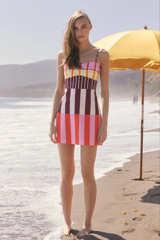 EF | Stripe Printed Sleeveless Mini Dress in Multi