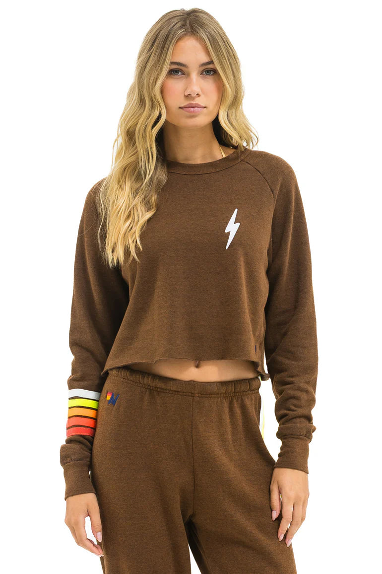 Aviator Nation | Bolt Rugby Cropped Crew Sweatshirt