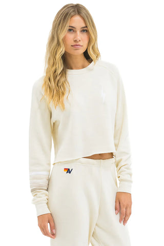 Aviator Nation | Bolt Rugby Cropped Crew Sweatshirt