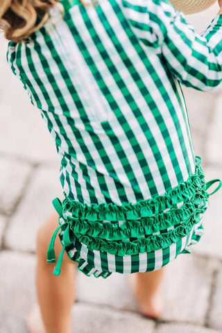 Green Gingham Ruffle Swimsuit