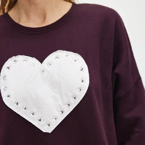 The Laundry Room | Rhinestone Heart Pullover