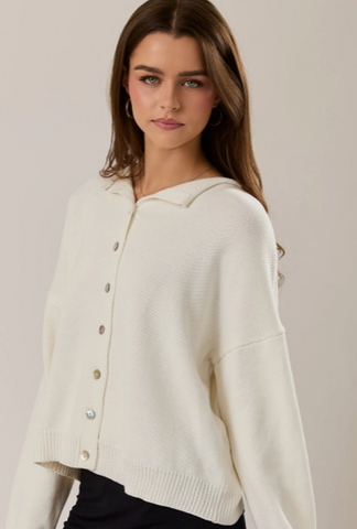 Long Sleeve Round Rolled Hemline Detail Thin Sweater Cardigan