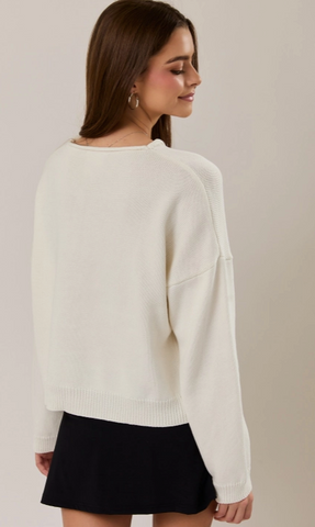 Long Sleeve Round Rolled Hemline Detail Thin Sweater Cardigan