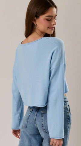 Long Sleeve Drop Shoulder Cropped Sweater