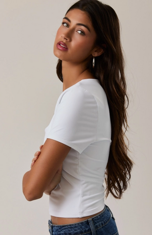 Short Sleeve Square Neck Double Top