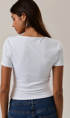 Short Sleeve Square Neck Double Top