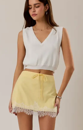 Lace Trim Mini Skirt
