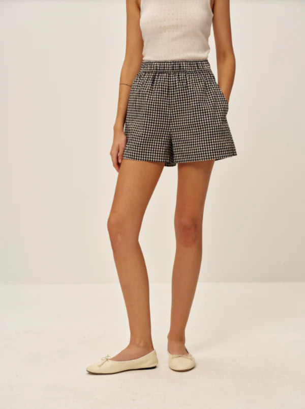 Elodie | Black Gingham Birdie Shorts