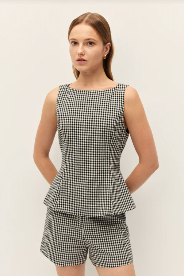 Elodie | Black Gingham Birdie Top
