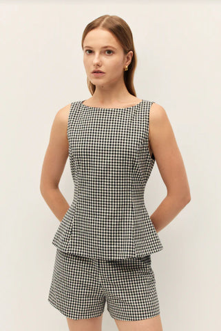 Elodie | Black Gingham Birdie Top