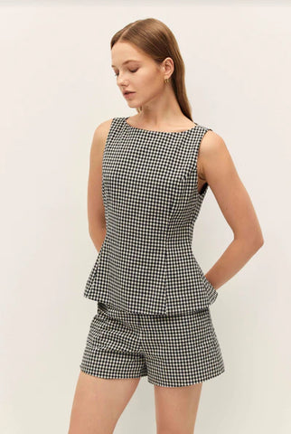 Elodie | Black Gingham Birdie Top