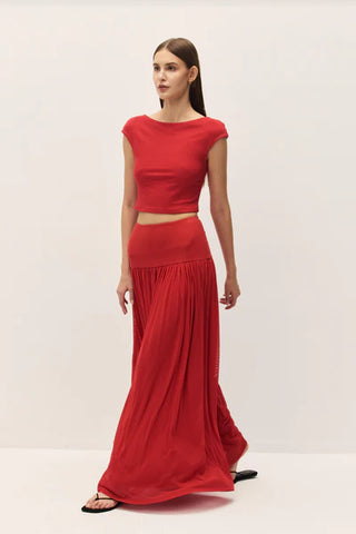 Elodie | Darya Top in Coral Red