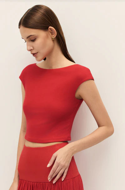 Elodie | Darya Top in Coral Red