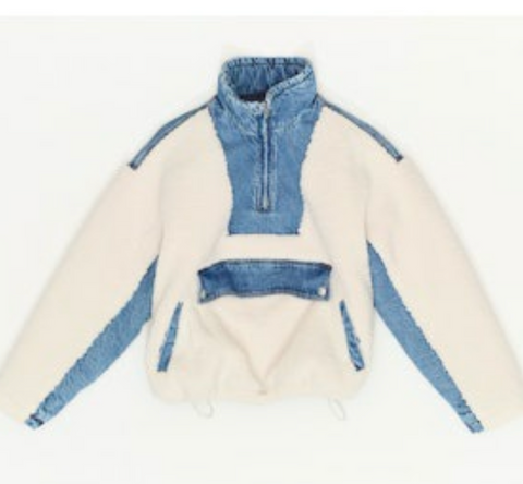 Blank NYC | Sherpa and Denim Half-Zip Pullover
