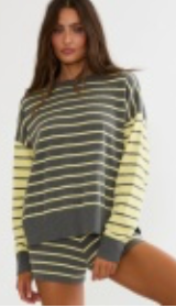 Beach Riot | Callie Sweater Butter Gray Stripe