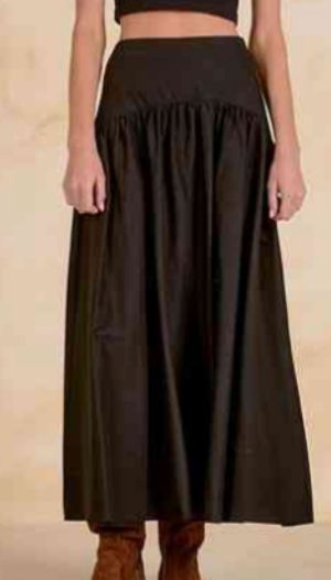 Elan | Maxi Curved Skirt in Black