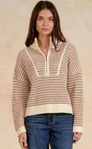 Elan | 1/4 Zip Sweater in Natural