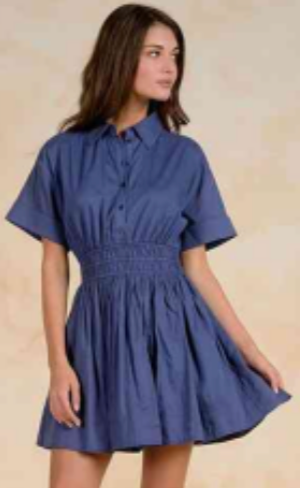 Elan | S/S Smock Waistband in Navy