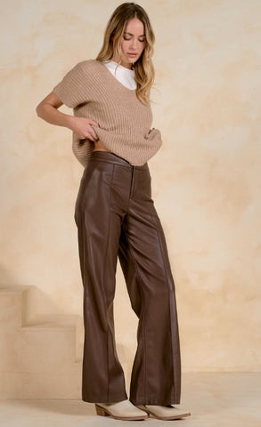 Elan | Brown Leather Pants