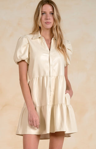 Elan | Leather Pleated Dress