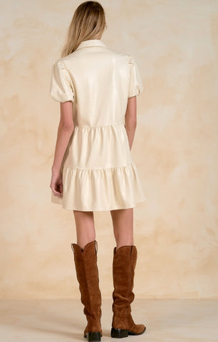 Elan | Leather Pleated Dress