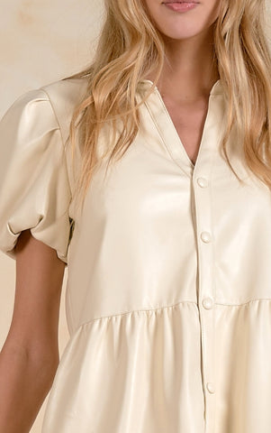 Elan | Leather Pleated Dress