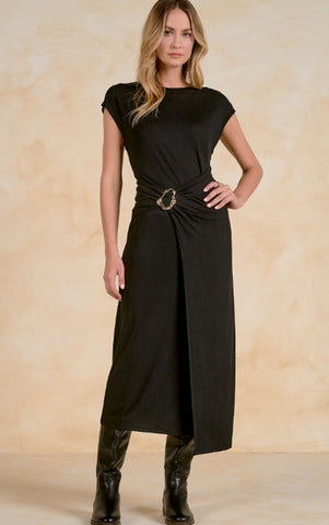 Elan | Silk Dress W/ Gold Detail