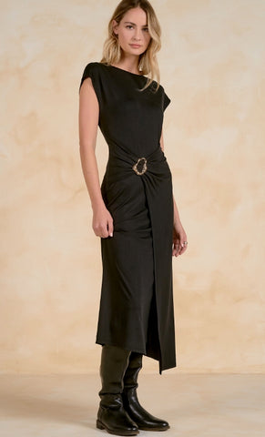 Elan | Silk Dress W/ Gold Detail