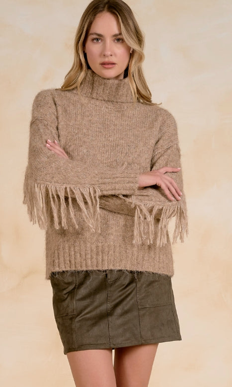 Elan | Turtleneck Fringe Sweater