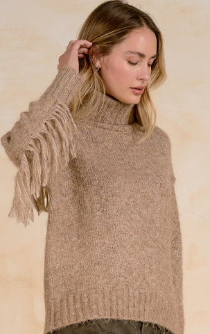 Elan | Turtleneck Fringe Sweater