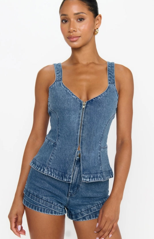 Show Me Your Mumu | Shay Corset Top in Waterfall Blue